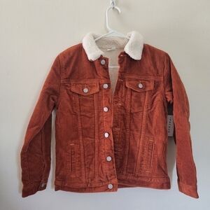 Pacsun Kids Sherpa Lined Burn Orange Corduroy Jacket Size 12